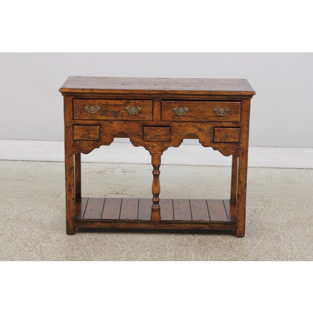 Age: Approx. 20 Years Old Details: Factory Distressed Rustic Style Dovetailed Drawer Construction English Style High...