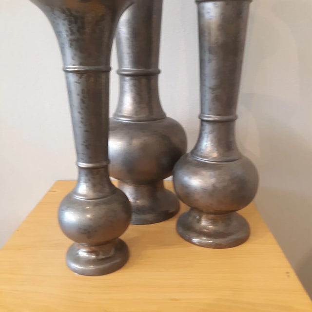 Trumpet Urns With Textured Gunmetal Finish - Set of 3 For Sale - Image 4 of 6