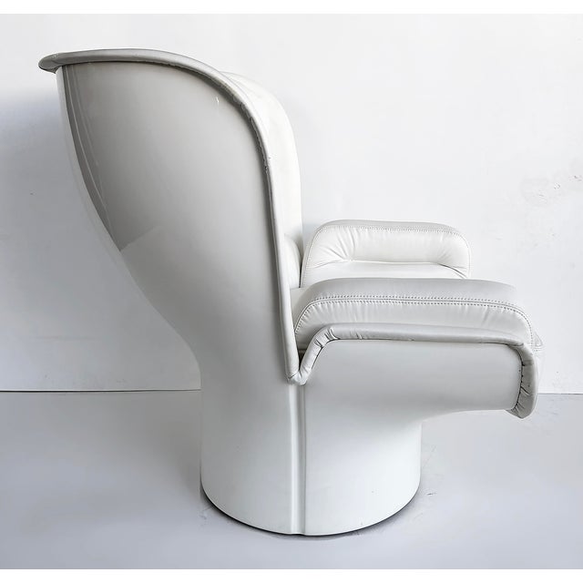 Joe Colombo Joe Colombo Elda Swivel Chair, Fratelli Longhi, White Leather, Fiberglass Shell- 4 Available For Sale - Image 4 of 16