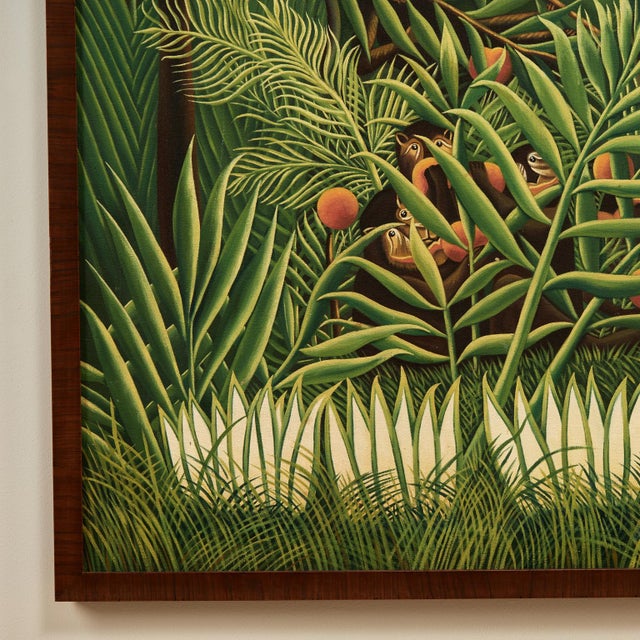Late 20th Century Vintage Haitian Painting of a Jungle Scene With Monkeys For Sale - Image 5 of 11