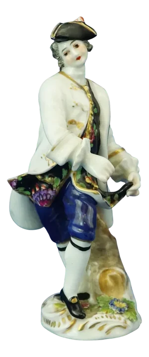 18th Century Rococo Porcelain Figurine of a Dandy from Rauenstein Factory Germany, 1700s