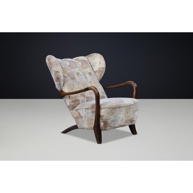 Art Deco Oak Wingback Chair, Czech Republic, 1920s For Sale - Image 3 of 12