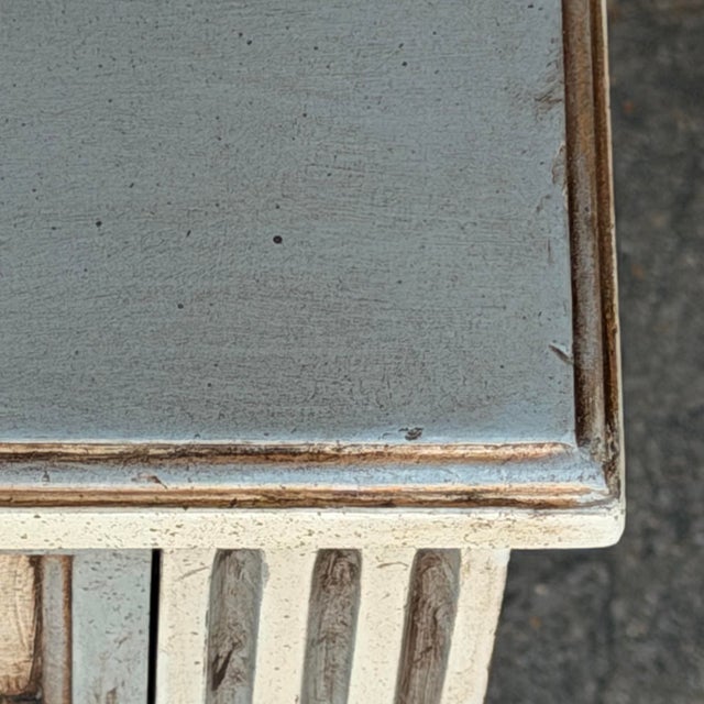 1960s Henredon Swedish Gustavian Brass-Lattice Floating Commode - Newly Painted For Sale - Image 10 of 17