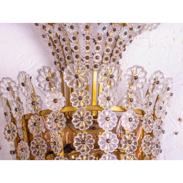 Metal Austrian Wall Sconces with Crystal Flowers & Brass by Emil Stejnar for Rupert Nikoll, Vienna, 1950s, Set of 2 For Sale - Image 7 of 10