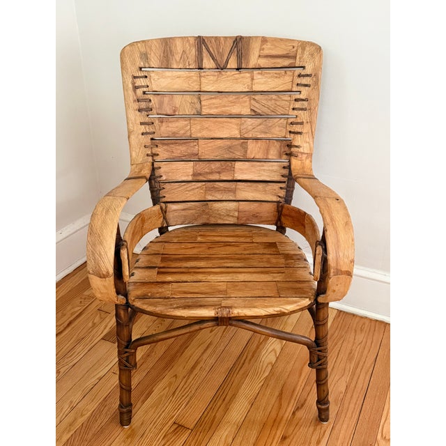 Midcentury Folk Art Southwestern Chair With Leather and Bentwood, Circa 1960s For Sale - Image 15 of 15