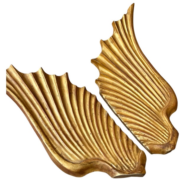 Pair of 19th C Style Italian Giltwood Angel Wings Wall Hangings For Sale - Image 4 of 4
