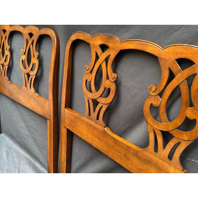 Chippendale Late 20th Century Pair of Henredon Chippendale-Style Mahogany Twin Headboards For Sale - Image 3 of 12