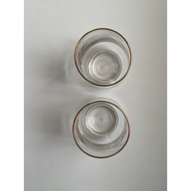 Glass Mid 20th Century Libbey Gold Trimmed Rose Blossom Juice Glasses- a Pair For Sale - Image 7 of 8