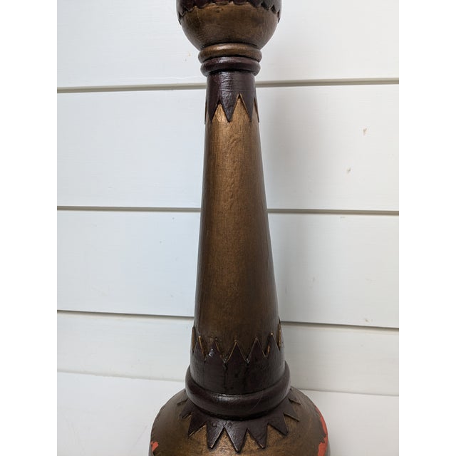 Wood Mid 20th Century Brown Patina Decorative Finial For Sale - Image 7 of 9