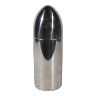Stainless Steel Bullet Shaped Cocktail Shaker Marked 18-10 For Sale