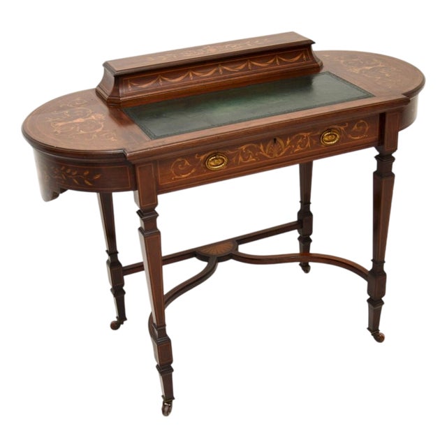 Antique Victorian Inlaid Writing Desk, 1880s For Sale