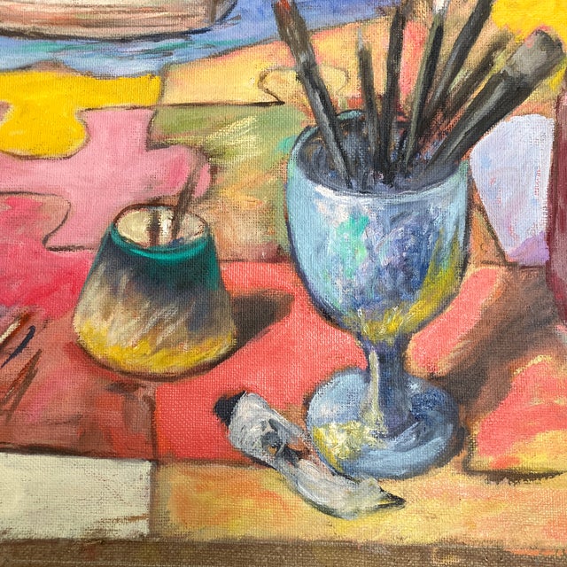 1960’s Original Abstract Expressionist Large Oil Painting Unstretched Unframed For Sale - Image 4 of 5