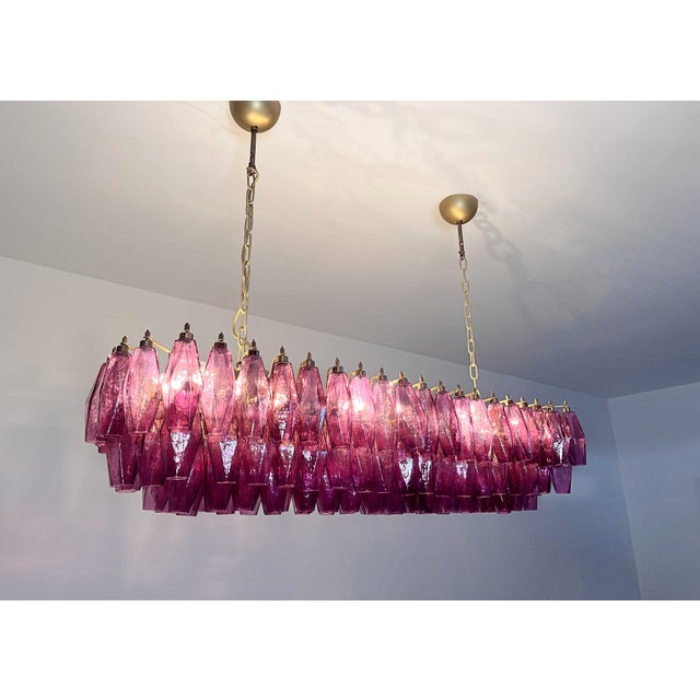 Murano Poliedri Chandelier with 138 Amethyst Glasses by Carlo Scarpa, 1990s For Sale - Image 18 of 18