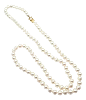 Mikimoto Yellow Gold Pearl Strand 7mm 30" Opera Length Necklace