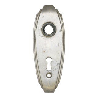 Vintage 5 In. Art Deco Nickeled Brass Door Back Plate For Sale