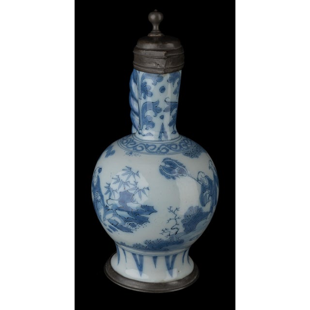 Delft Blue and White Chinoiserie Wine Jug, 1680-1690 For Sale - Image 4 of 10