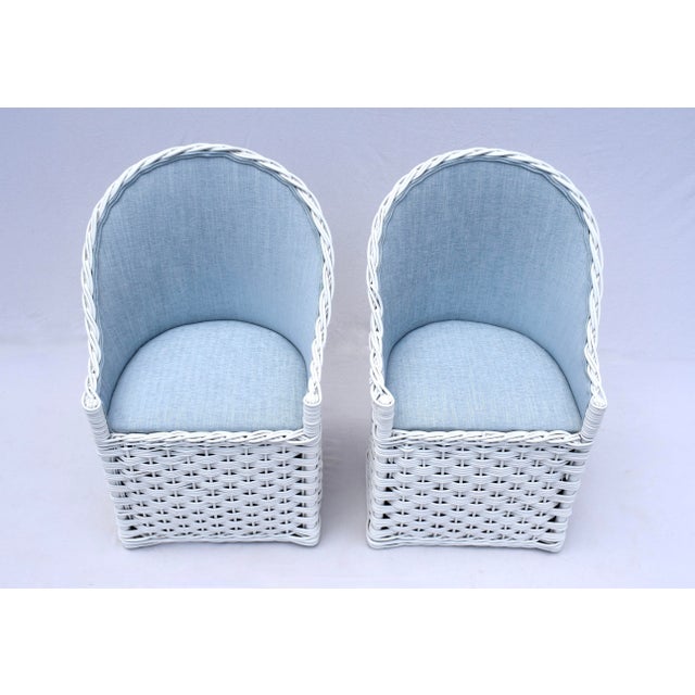 Michael Taylor 1980s Vintage Wicker Patio Chairs, White Lacquered Rattan, Italy For Sale - Image 4 of 11