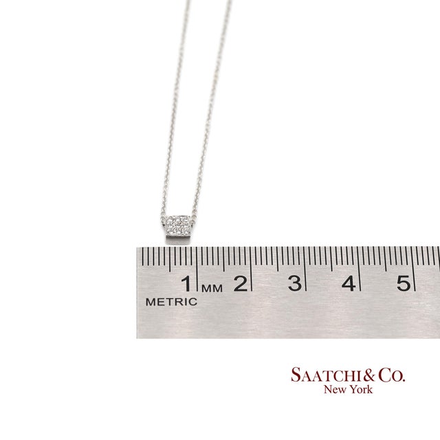 18k(750) White Gold Natural Diamond Square Box Shape Pendant Necklace With Chain For Sale - Image 10 of 11