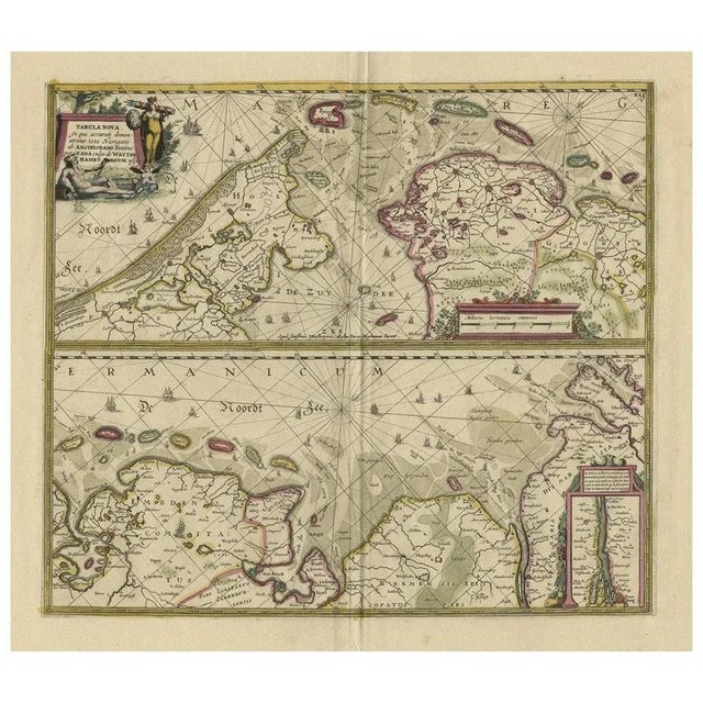 Antique map titled 'tabula nova in qua accuratè demonstratur tota navigatio ab amstelodami statione per vada vulgo de...