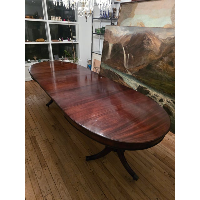 American Mid Century Ethan Allen Style Vintage Grand Dining Table For Sale - Image 3 of 12