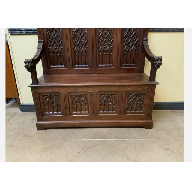 Antique Neo-Gothic Chest Bench, 1880 For Sale - Image 11 of 12