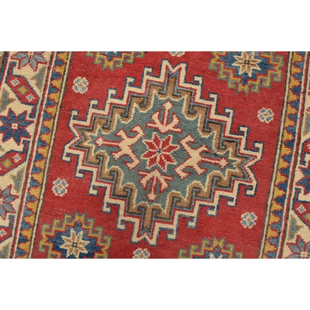 Textile Kazak Runner 2’8” X 6’7” Red Wool Tribal Hand-Knotted Oriental Rug For Sale - Image 7 of 11