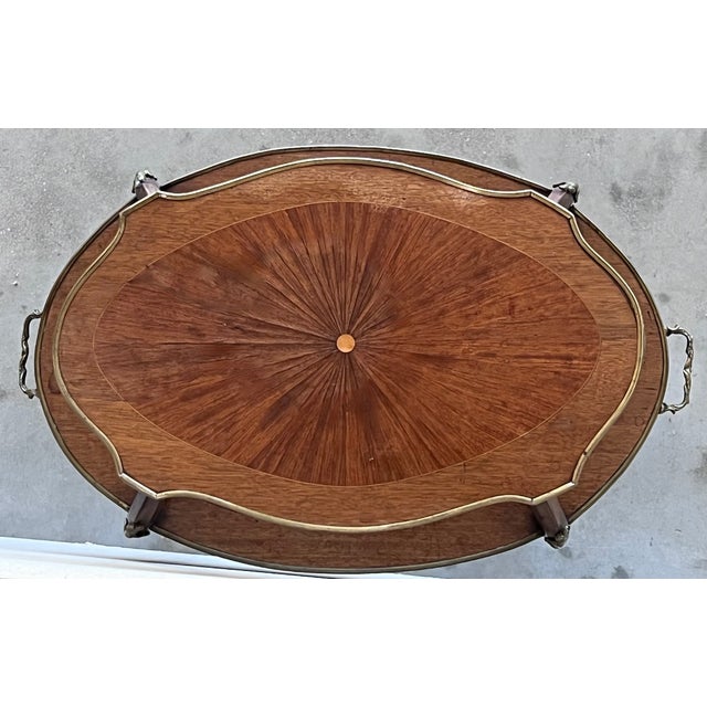 Brass French Mahogany Brass Two-Tier Side or Coffee Table For Sale - Image 8 of 13