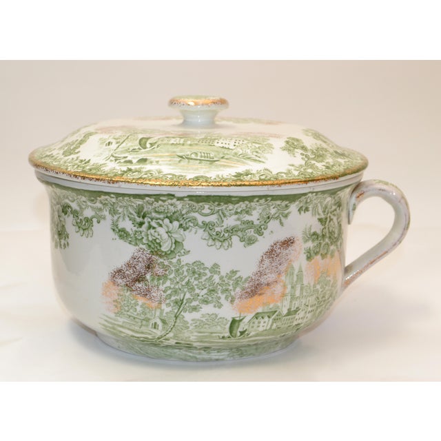 British Colonial Vintage Gilt Ceramic Chamber Pot Togo Colonial Pottery