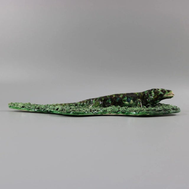 Late 19th Century Antique Jose Cunha Palissy Majolica Lizard Wall Plaque For Sale - Image 5 of 13