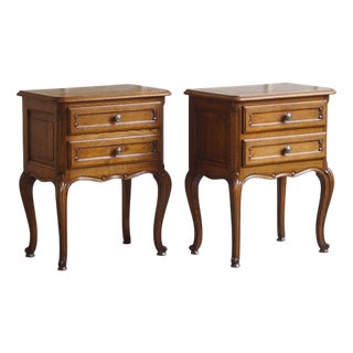 Vintage French Nightstands with Herringbone Pattern, 1920s, Set of 2 For Sale