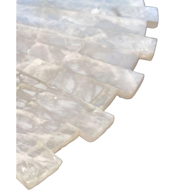 2010s 21st Century Sunburst Rock Crystal Mirror – Sculptural Modern Wall Décor 32.25” For Sale - Image 5 of 6