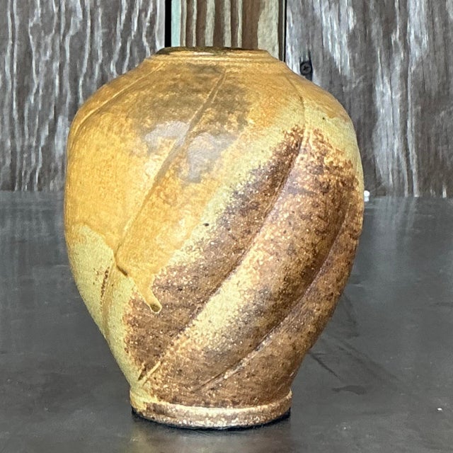 Vintage Boho Original Studio Pottery Vase For Sale - Image 4 of 7