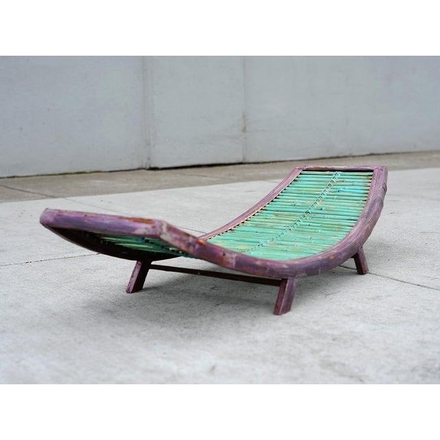 Vintage Mid Century Modern Painted Bamboo Magazine Rack For Sale - Image 5 of 11