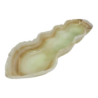 Extra Large Pale Green Onyx Oblong Bowl For Sale