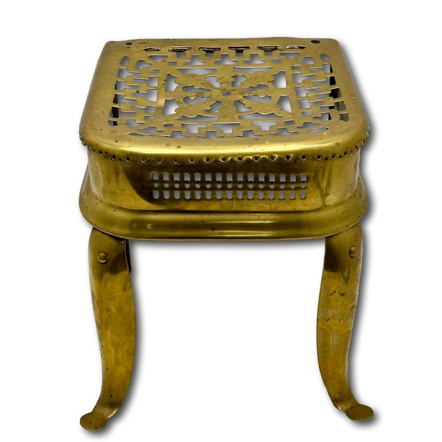 Large Antique Hand Wrought Iron & Solid Brass Fireplace - Hearth Kettle & Warming Trivet Stand - Circa Early 19th Century For Sale - Image 10 of 18