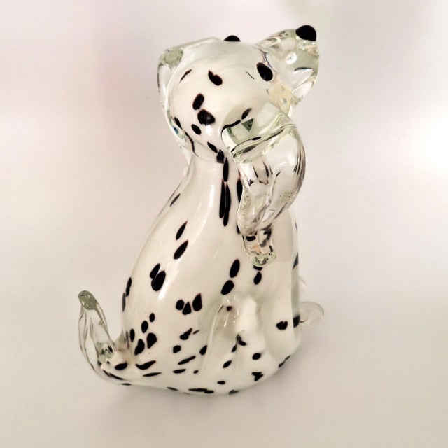Contemporary Late 20th Century Dalmatian Dog Figurine Murano Style Art Glass Decor For Sale - Image 3 of 14