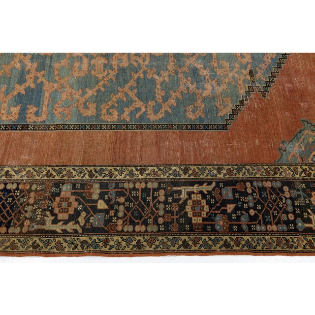 Antique Serapi Heriz Wool Rug With Medallion & Terracotta Field For Sale In New York - Image 6 of 12