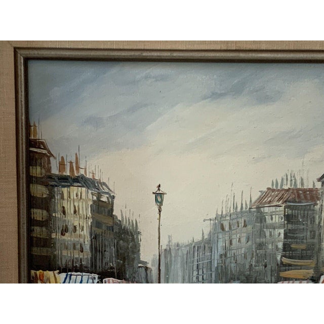 Mid 20th Century Midcentury Parisian Impressionist Cityscape Oil Painting by Chambray For Sale - Image 5 of 6