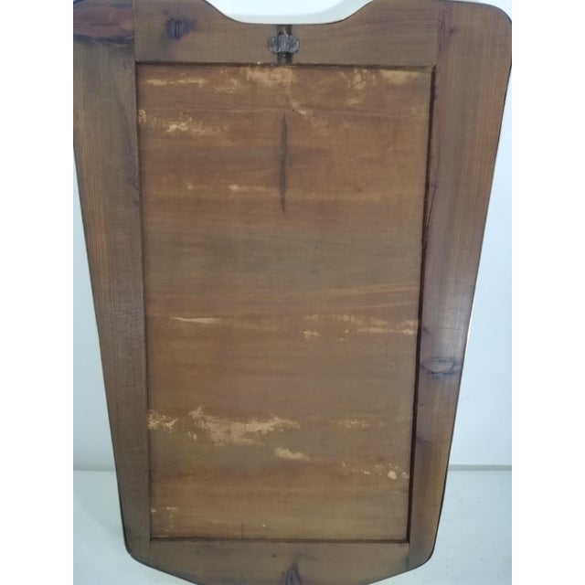 Wood Vintage Mirror with Brass Frame, Italy, 1950s For Sale - Image 7 of 8