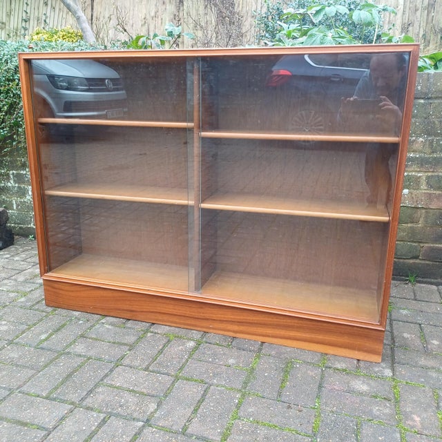 Mid-Century Classic Wood Glazed Display Bookcase with Thick Glass Doors, 1950s For Sale - Image 12 of 12