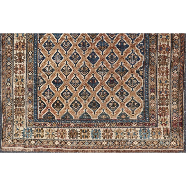 Antique Caucasian Shirvan Rug With Geometric Lattice Tribal Design Pattern For Sale - Image 4 of 14
