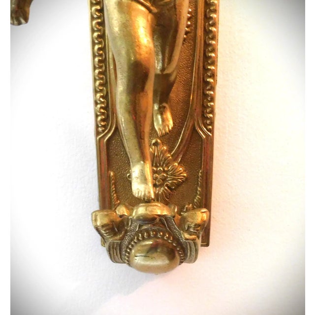 Vintage Brass Metal Cherub Wall Candle Holder For Sale - Image 4 of 12