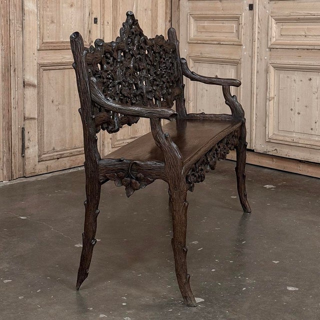 19th Century French Black Forest Carved Oak Hall Bench For Sale - Image 14 of 18