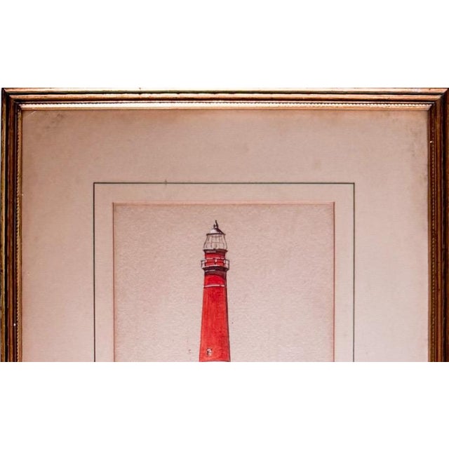 Signed 1938 J D Howard Original Watercolor Painting Historic Barnegat Lighthouse New Jersey Coastal Decor For Sale - Image 4 of 11