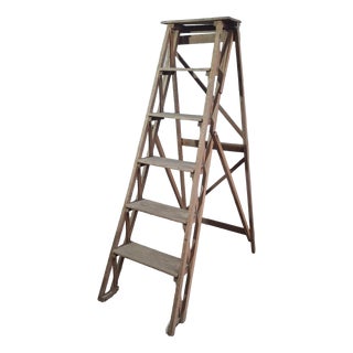 Vintage Industrial Wooden Stepladder from Manufrance, 1890s For Sale