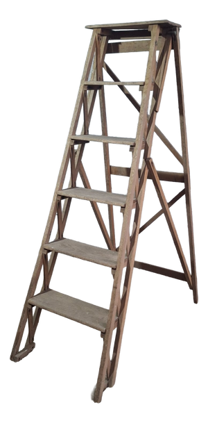 Vintage Industrial Wooden Stepladder from Manufrance, 1890s