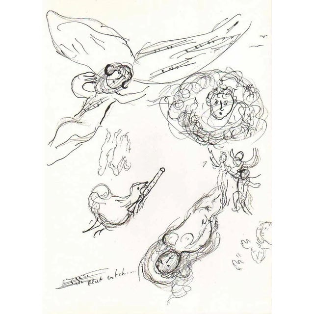 1966 Chagall Sketch 6 Lithograph Paris Opera For Sale