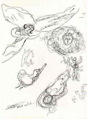 1966 Chagall Sketch 6 Lithograph Paris Opera