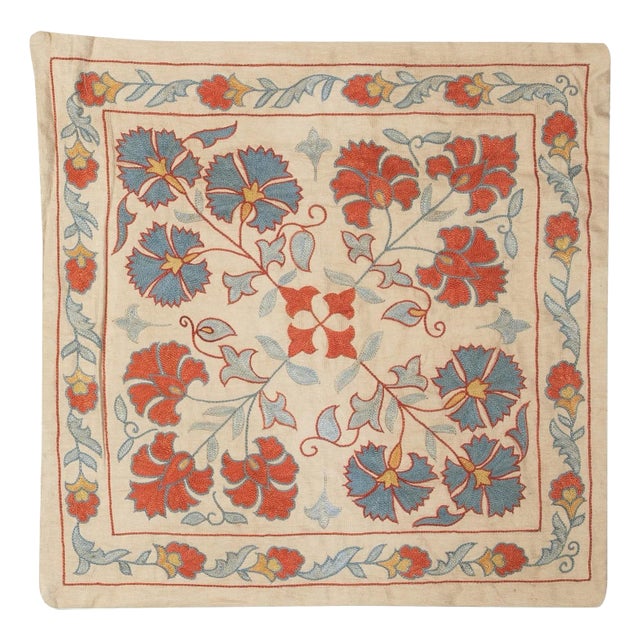 20"x20" 100% Silk Cushion Cover. Modern Lace Pillow. Embroidered Toss Pillow For Sale