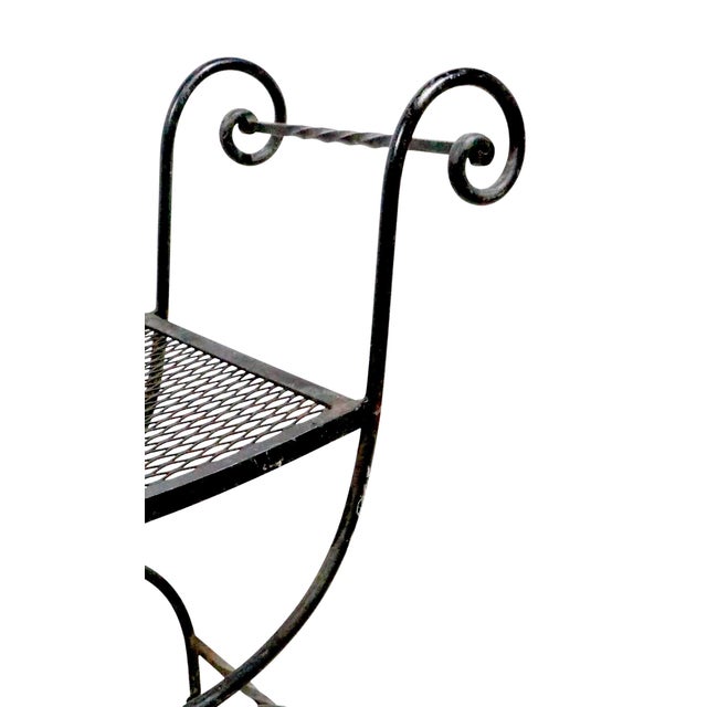 Mid-Century Modern Mid 20th Century Hollywood Regency Wrought Iron Saddle Seat Bench For Sale - Image 3 of 13